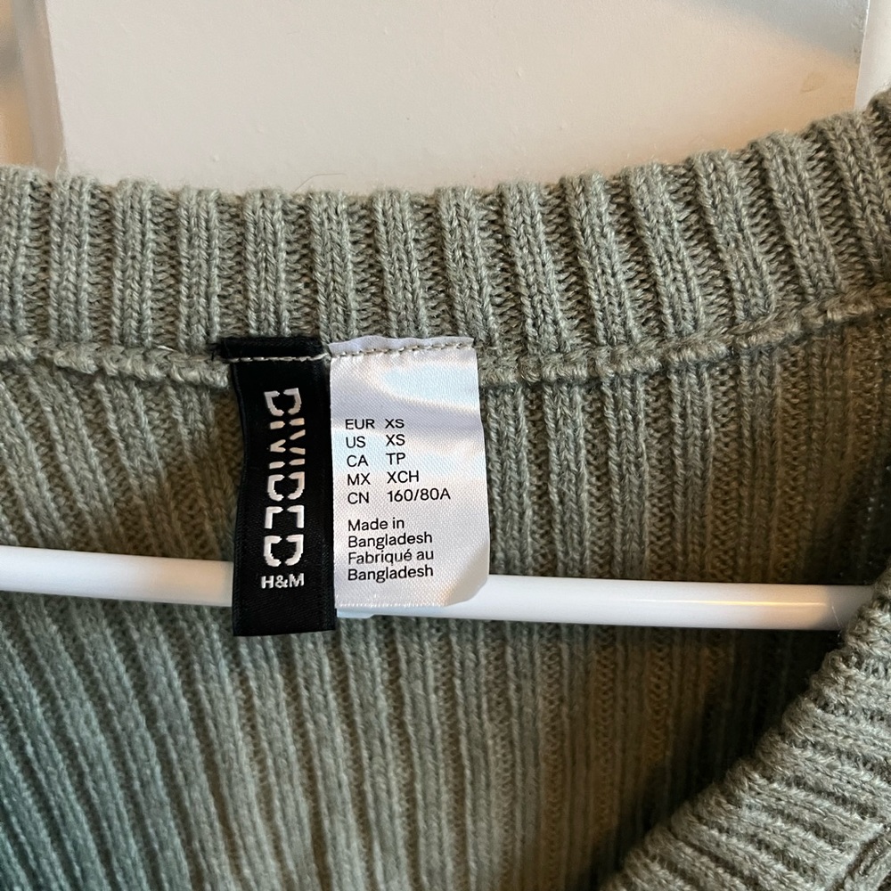 Green Cropped Button Up Sweater